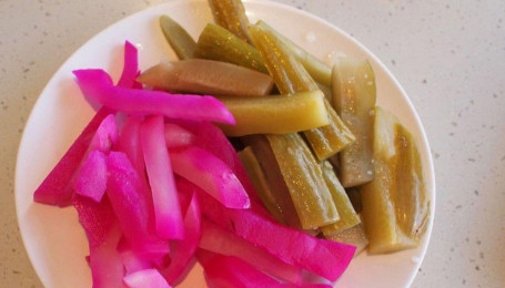 Large Pickles and Turnips Dish