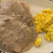 Biscuits and gravy and two eggs