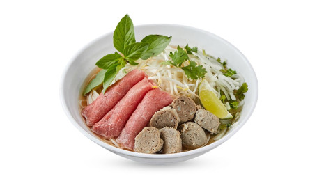 P06L. Rare Beef And Beef Ball Phở Tái, Bò Viên L