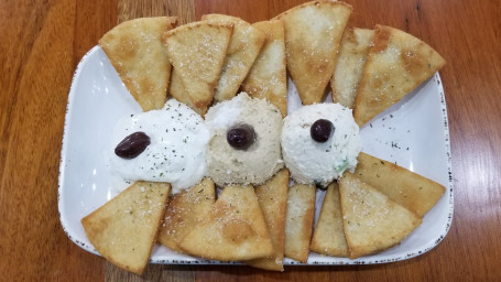 Trio Of Spreads With Pita Chips