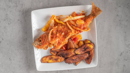 Whole Red Snapper With Pepper Sauce Plantains