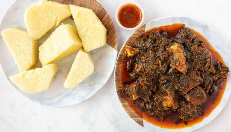 Combo Boiled Yam And Spinach Stew