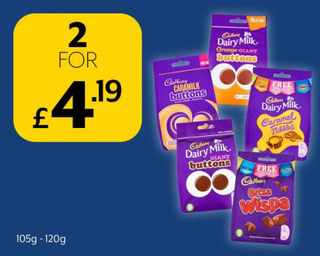 Cadbury Chocolate Bags 2 For £4.19