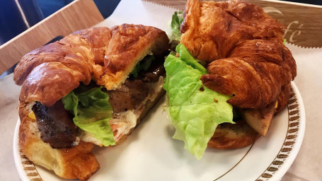 Marinated Grilled Pork Croissant Sandwich